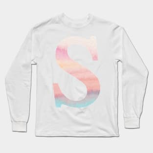 The Letter S Rainbow Watercolor Design Long Sleeve T-Shirt